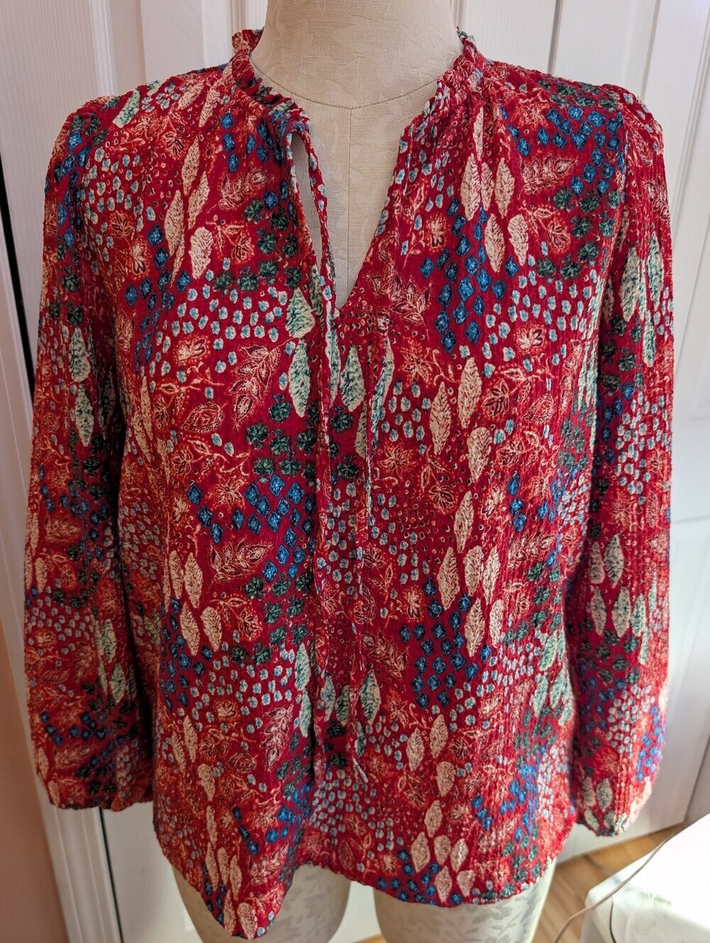 The Loft Women's Mosaic Peasant Blouse Size L